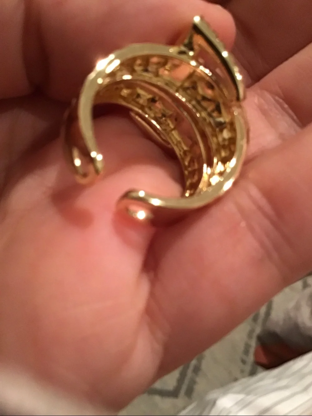 New 14k Gold Filled Nugget Buckle Ring with Pavé Accents- Adjustable.